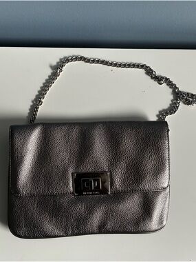 Michael Kors Gunmetal Leather Chain Crossbody